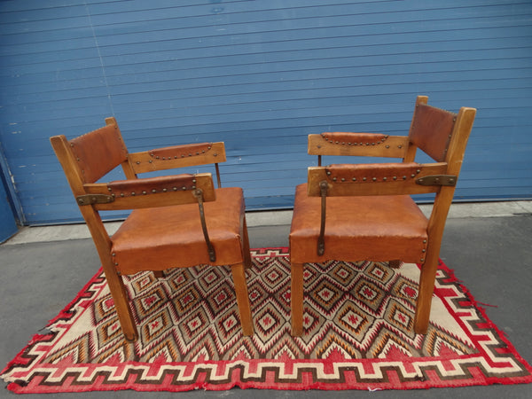 Monterey Cowboy Side Chairs Smokey Maple with Leather Seats, Backs and Armrests  F5000