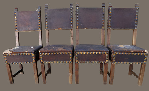 Spanish Colonial Mexican Colonial Santa Barbara Mission Chairs, set of 4 F1332
