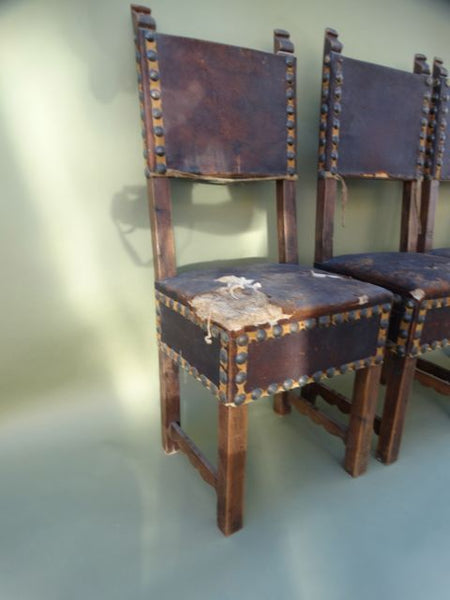 Spanish Colonial Mexican Colonial Santa Barbara Mission Chairs, set of 4 F1332