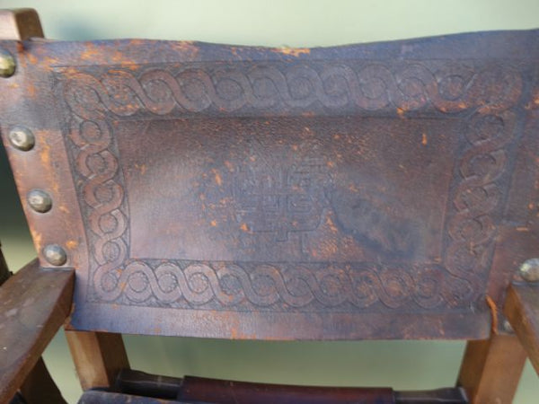 Spanish Colonial George Hunt-attributed Low Back Leather Arm Chairs