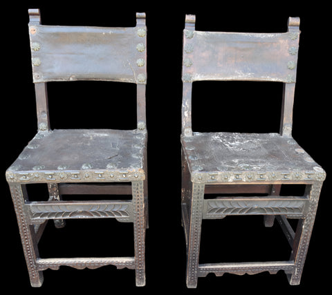 Spanish Colonial 18th Century Pair of Chairs