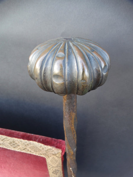 Spanish Revival Wrought Iron and Bronze High Back Entry Bench