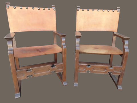 Marshall Laird Spanish Colonial Armchairs  Pair of Chairs circa 1927