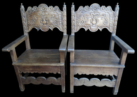 Pair of George Hunt Mexican Colonial Chairs F2189