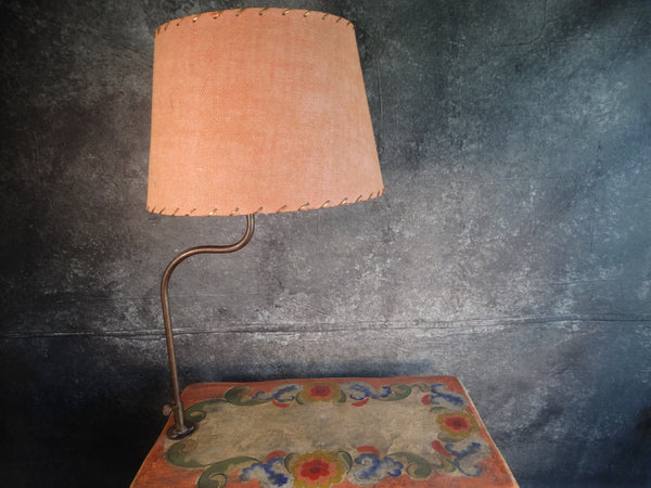 Monterey Crackle Floral Decorated Straw Ivory Lamp Table F2245