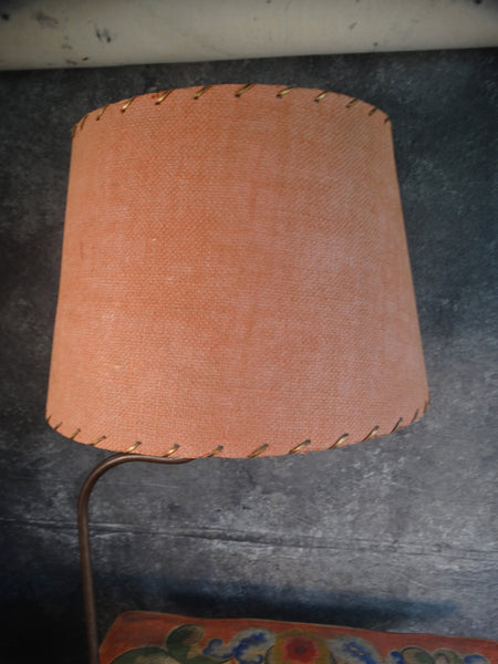 Monterey Crackle Floral Decorated Straw Ivory Lamp Table F2245