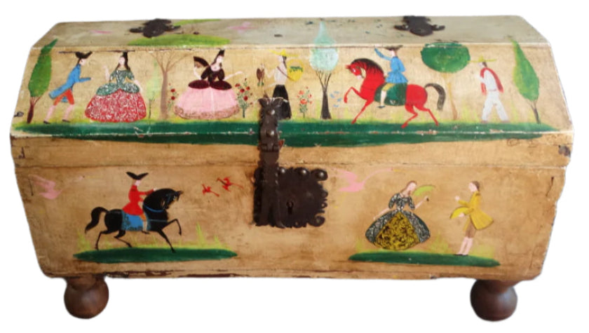 Salvador Corona - 18th Century Trunk painted by the artist 1930-40 F2348