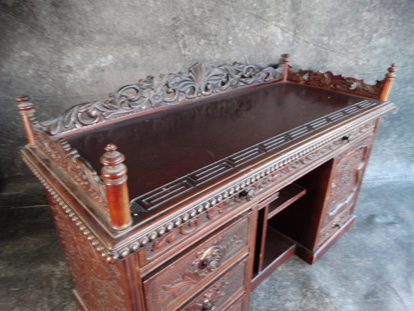Small Hand-carved Teak Chinese Display Chest or Cabinet With Shelves and Drawers 19th Century F2365