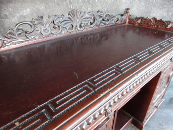Small Hand-carved Teak Chinese Display Chest or Cabinet With Shelves and Drawers 19th Century F2365