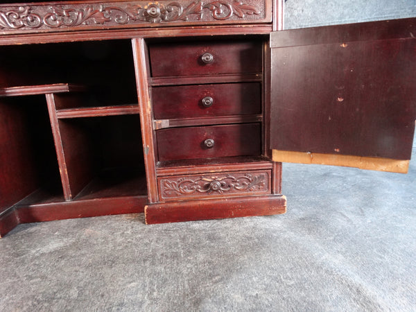 Small Hand-carved Teak Chinese Display Chest or Cabinet With Shelves and Drawers 19th Century F2365