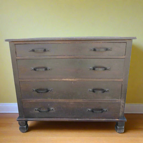 Monterey Old Wood 4-Drawer Low Dresser 1930s F2377