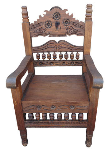 Mexican Handcarved Hacienda Chair 1950s F2380