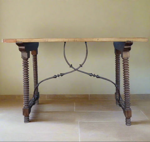 Spanish Revival Entry Table with Marquetry Top F2393