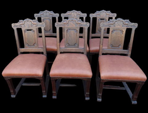 Set of 6 Portuguese Dining Chairs - Early 20th Century F2396