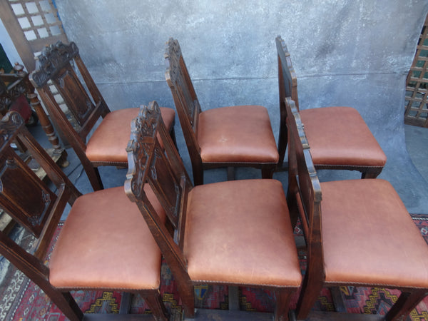 Set of 6 Portuguese Dining Chairs - Early 20th Century F2396