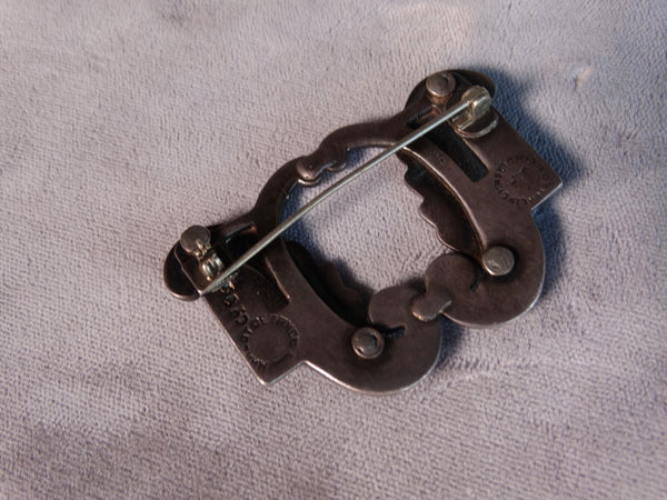 Margot de Taxco Lapis & Silver Confetti Brooch 1940s J609