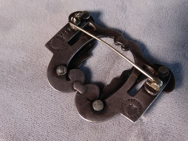 Margot de Taxco Lapis & Silver Confetti Brooch 1940s J609