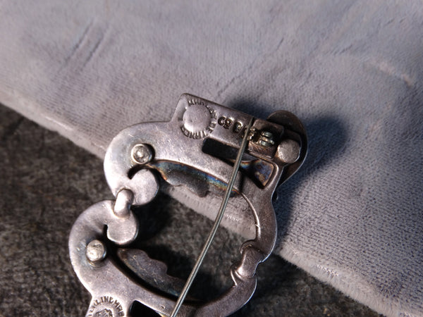 Margot de Taxco Lapis & Silver Confetti Brooch 1940s J609