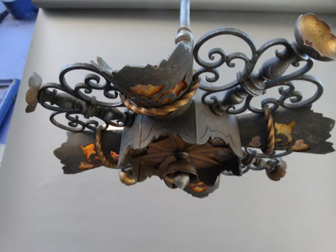 Spanish Revival Small Wrought Iron Chandelier