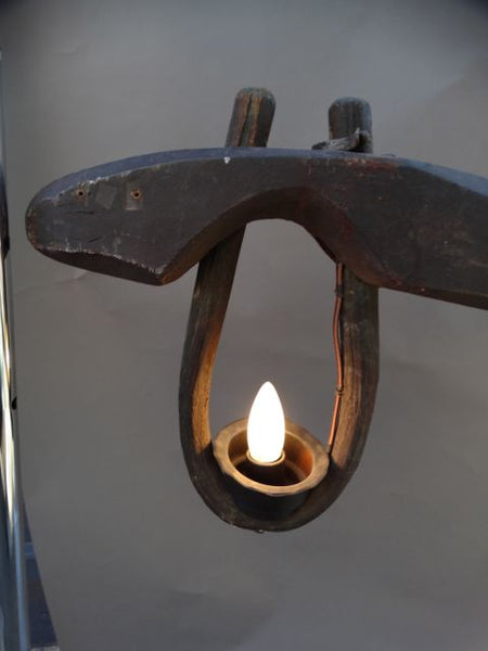 Two-Light Wooden Yoke Folk Art Light