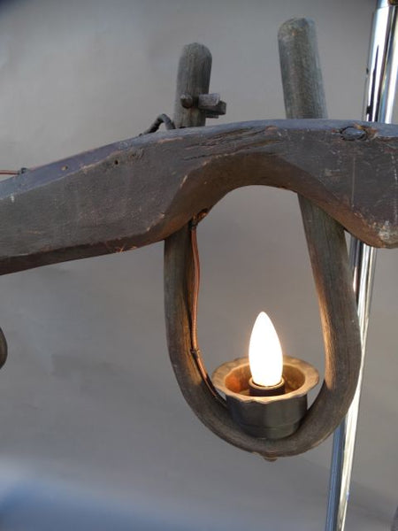 Two-Light Wooden Yoke Folk Art Light