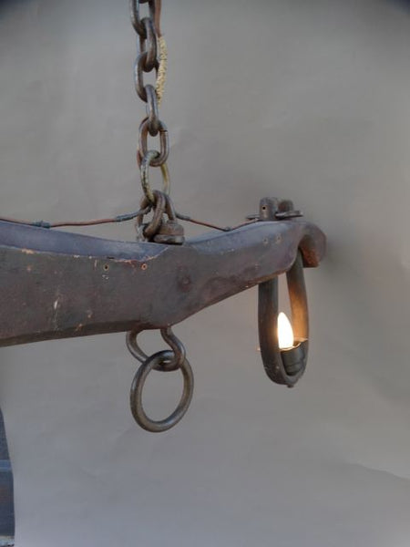 Two-Light Wooden Yoke Folk Art Light