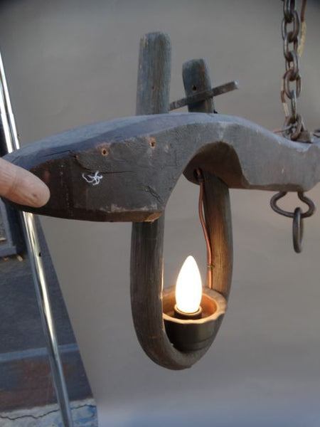 Two-Light Wooden Yoke Folk Art Light