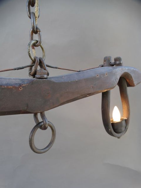 Two-Light Wooden Yoke Folk Art Light
