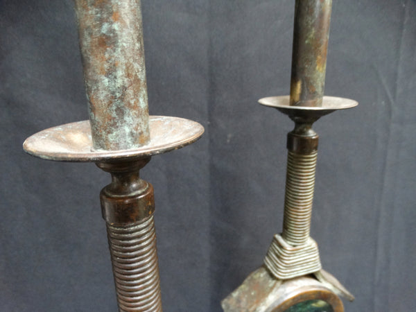 Maitland-Smith Blown-glass, Bronze and Tesselated Stone Pair of Modernist Table Lamps