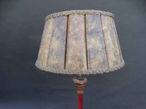 Spanish Revival Floor Lamp with Red Velvet Shaft