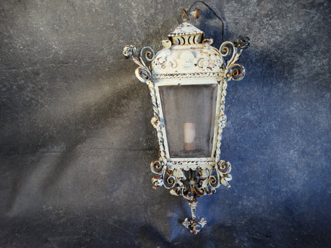 Ornate Spanish Revival Hanging Lantern w Spanish Cross Bottom Finial L667