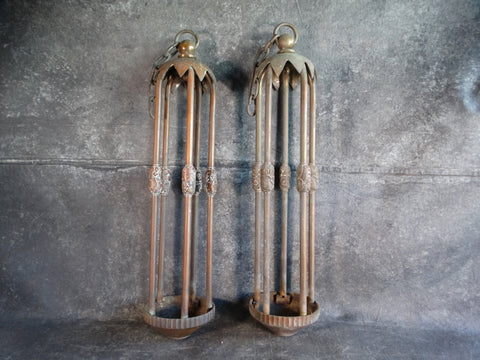 Bronze Art Deco Pendant Entry Lights - Pair L710