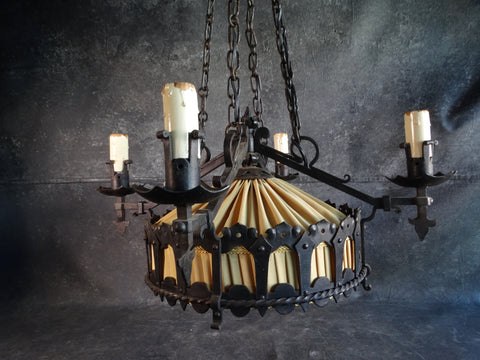 Spanish Revival 4-Light Fixture with Center Drum Light 1927 L714