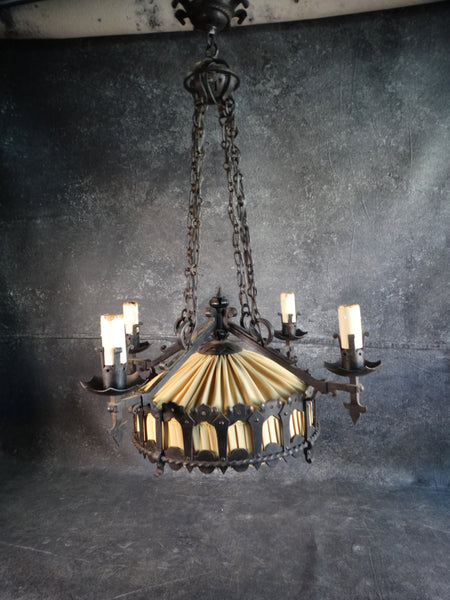 Spanish Revival 4-Light Fixture with Center Drum Light 1927 L714
