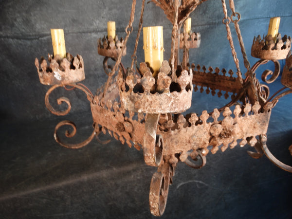 Mexican Hand-cut Tin Chandelier 1920s L715