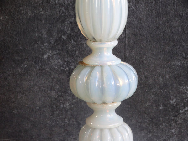 Marbro Murano Opalescent White Lamp with Original Raw Silk Shade L725
