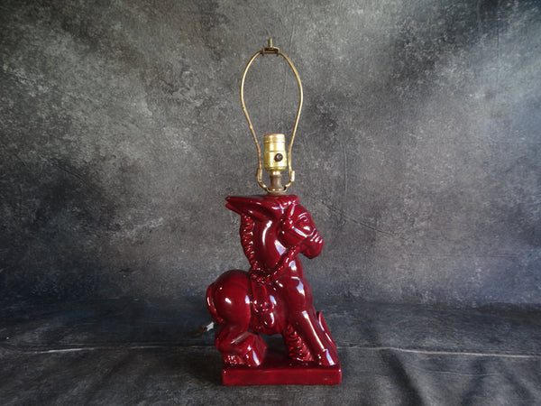 1940s Art Deco Burgundy Donkey Ceramic Lamp L732
