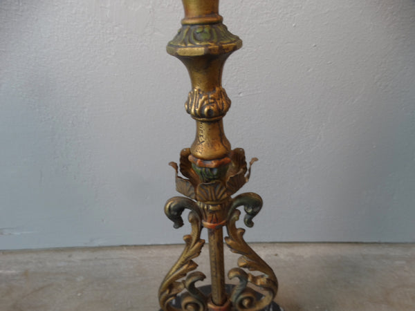 Spanish Revival Brass, Glass & Marble Bridge Lamp L753