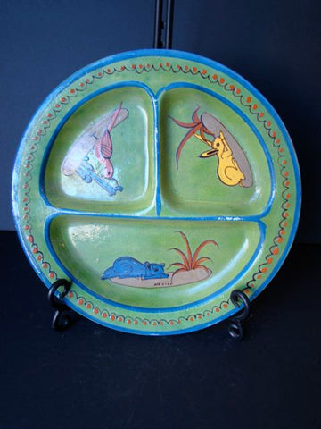 Mexican Tlaquapaque 10.75″ Green Divided Plate