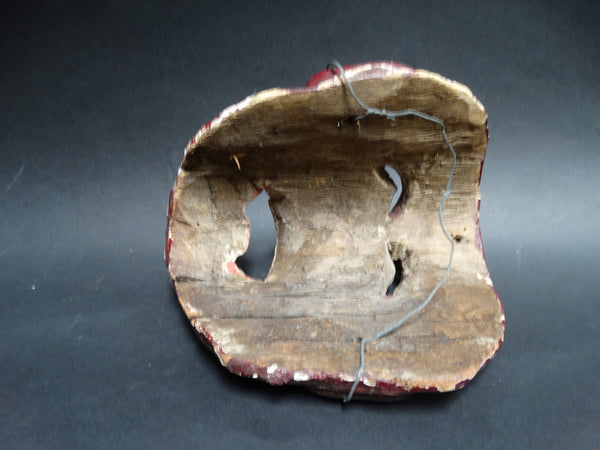 Wooden Red Mexican Folk Mask of a Man Shouting