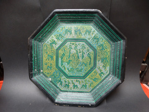 Hexagonal Green Mexican Lacquer Tray
