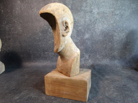 18th Century Carved Balsa Wood Santo Head on Stand M2138