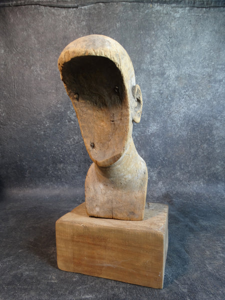 18th Century Carved Balsa Wood Santo Head on Stand M2138