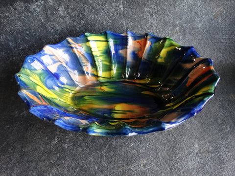 Oaxacan Scallop-edged and Ridged Dripware Bowl M2660