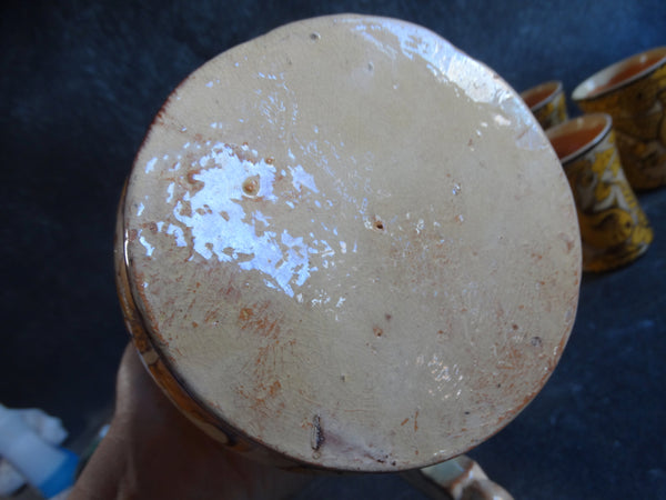 Mexican Fantasia set of 1 Pitcher & 8 Tumblers in Yellow & Cream M2714