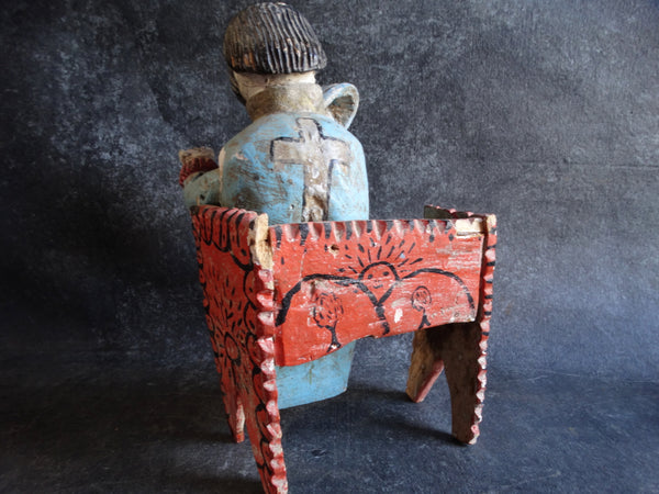 Mexican Folk Art Figure - Man with a Wooden Bell M2725