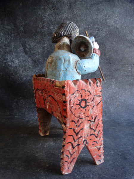 Mexican Folk Art Figure - Man with a Wooden Bell M2725