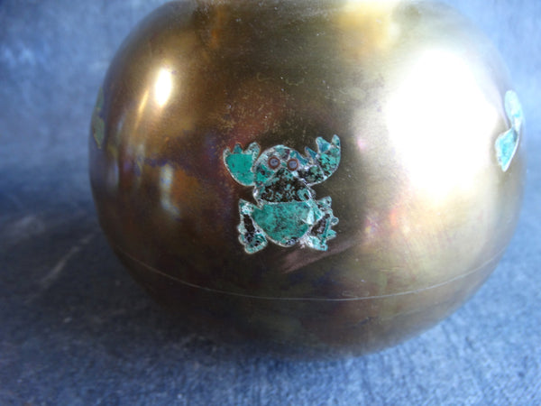 Taxco Lapis, Brass and Silverplate Frog Ice Guard Pitcher c. 1950 - M2741