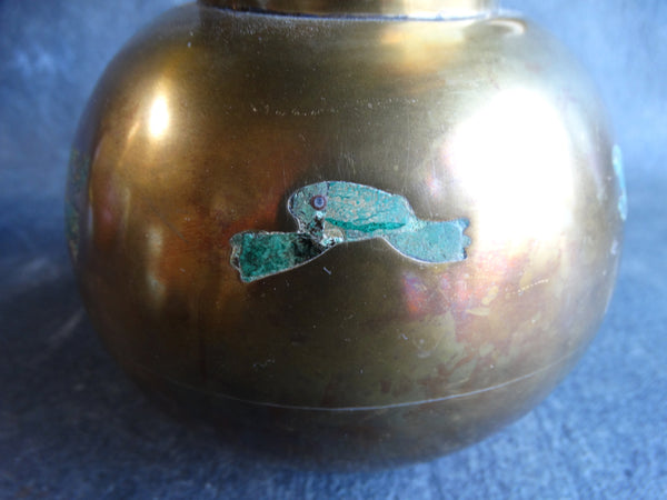 Taxco Lapis, Brass and Silverplate Frog Ice Guard Pitcher c. 1950 - M2741