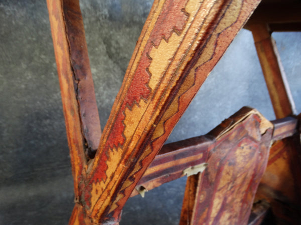 Mexican 1930s Leather Covered Furniture Aztec Design Entry Table M2760